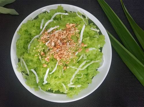 Xôi lá dứa dừa nạo Xôi lá dứa dừa nạo