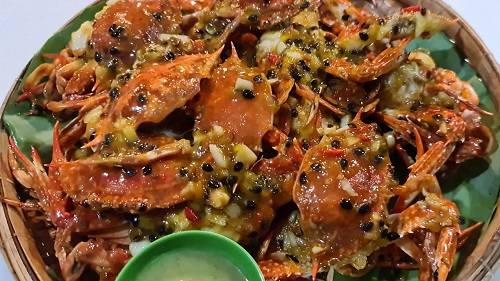 Ghẹ nhồi thịt sốt chanh dây Ghẹ nhồi thịt sốt chanh dây