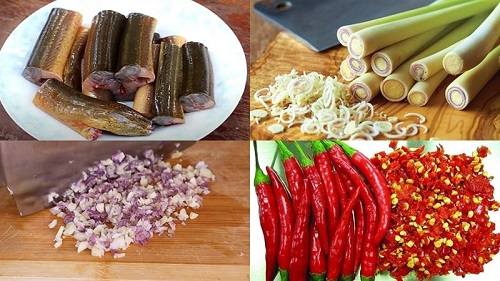 Nguyên liệu làm lươn kho sả Nguyên liệu làm lươn kho sả