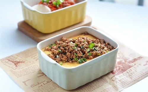 Đậu hũ non hấp trứng thịt bằm Đậu hũ non hấp trứng thịt bằm