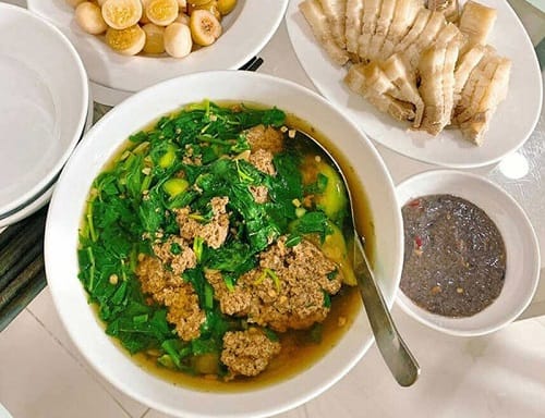Canh cua mồng tơi