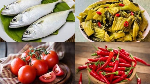Nguyên liệu nấu canh dưa chua với cá