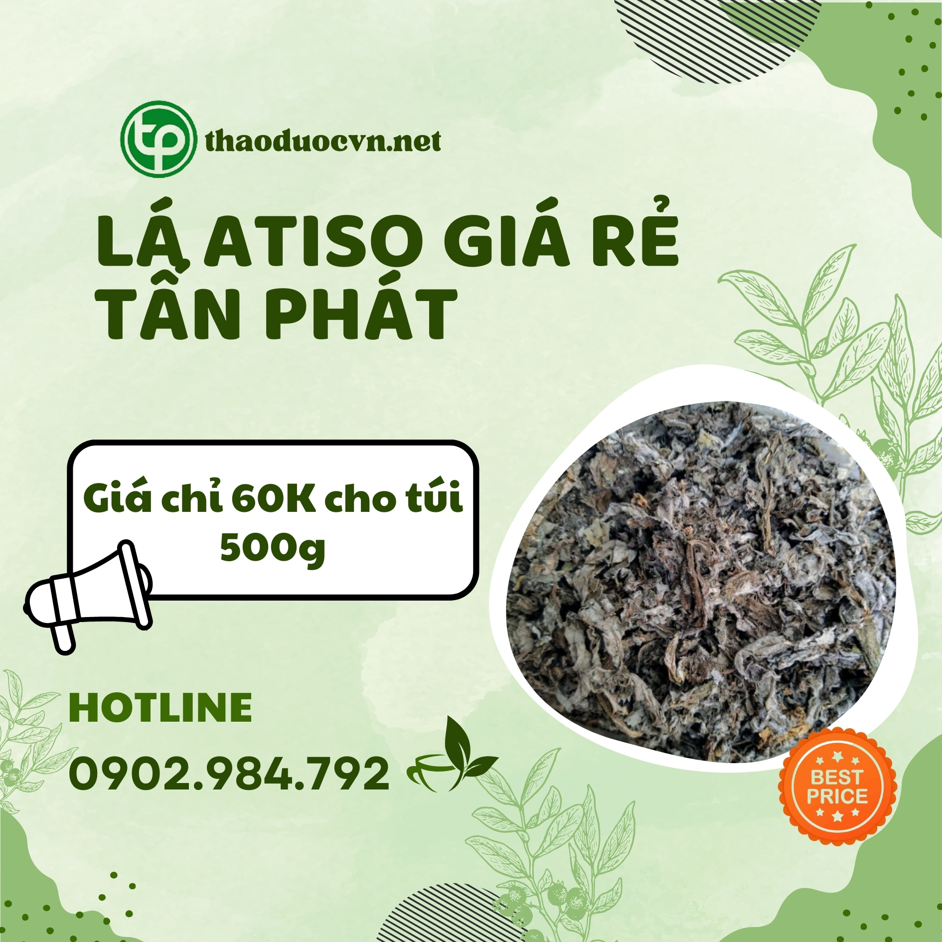 Sản phẩm lá atiso giá rẻ Tấn Phát