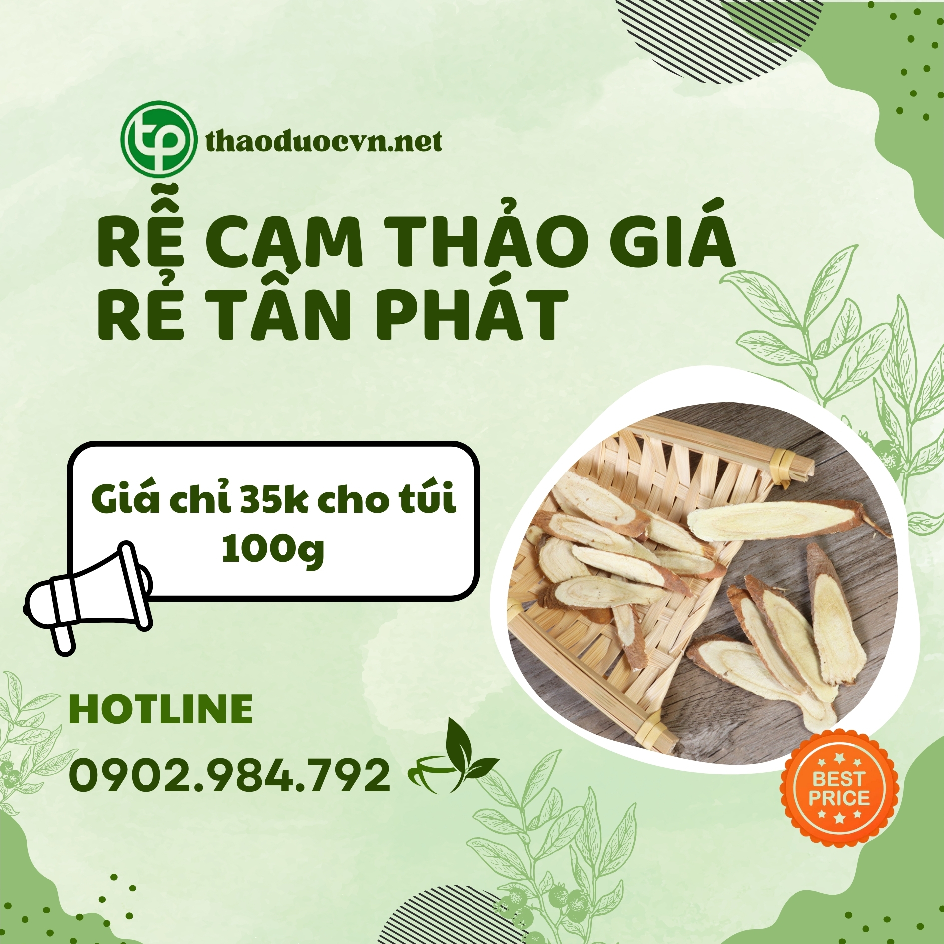 Sản phẩm rễ cam thảo giá rẻ Tấn Phát