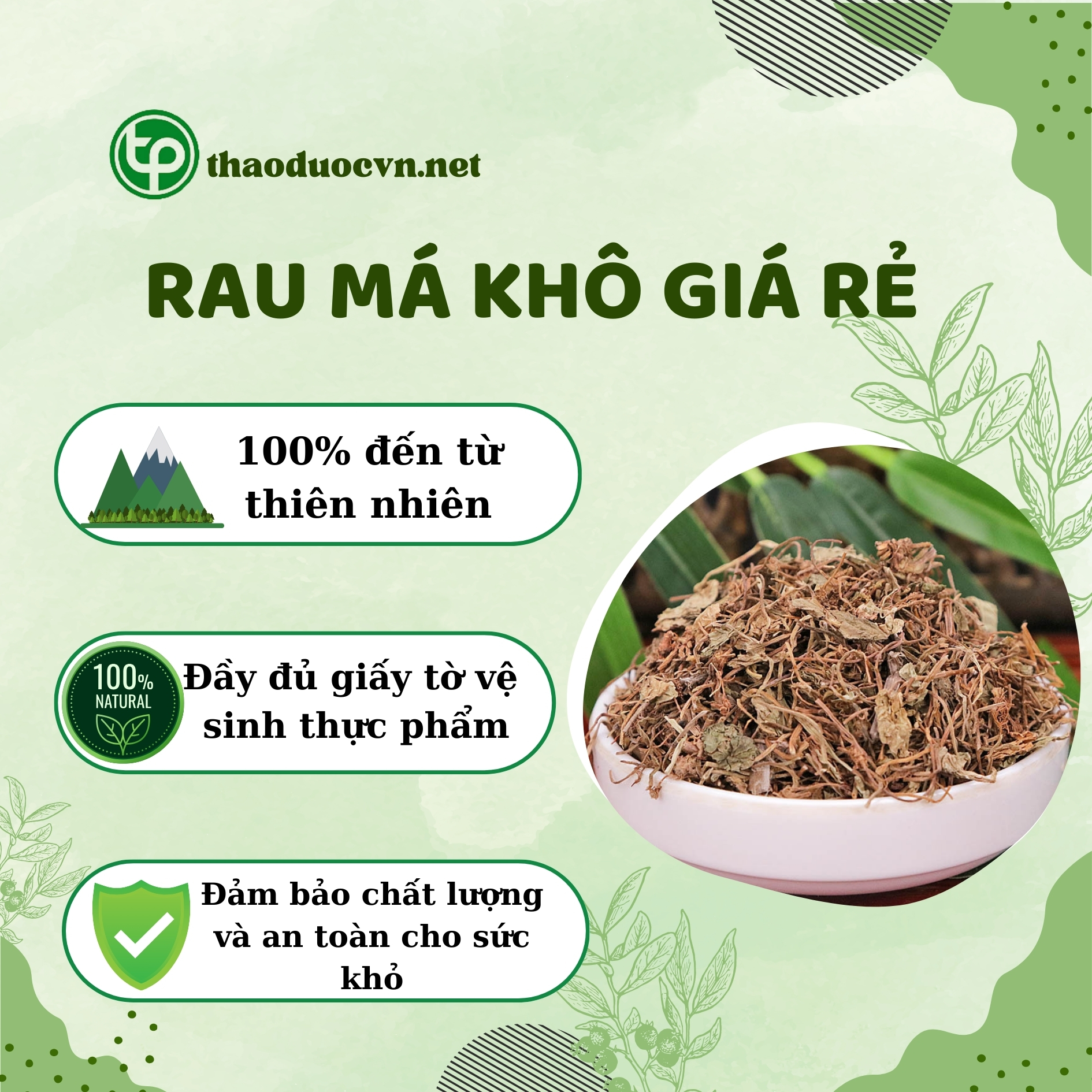 Cam kết khi mua rau má khô giá rẻ Tấn Phát