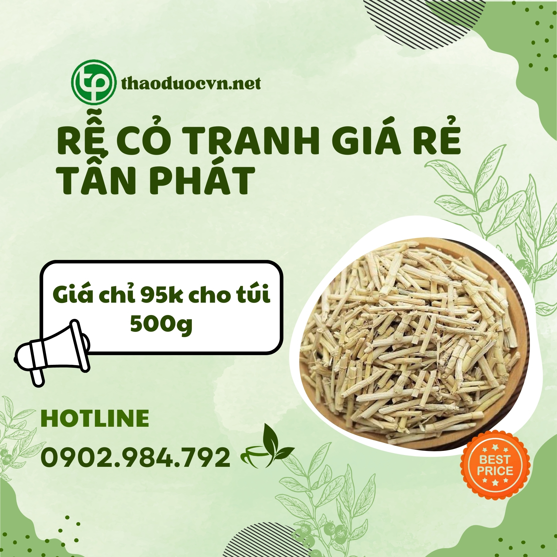 Sản phẩm rễ cỏ tranh giá rẻ tại Tấn Phát