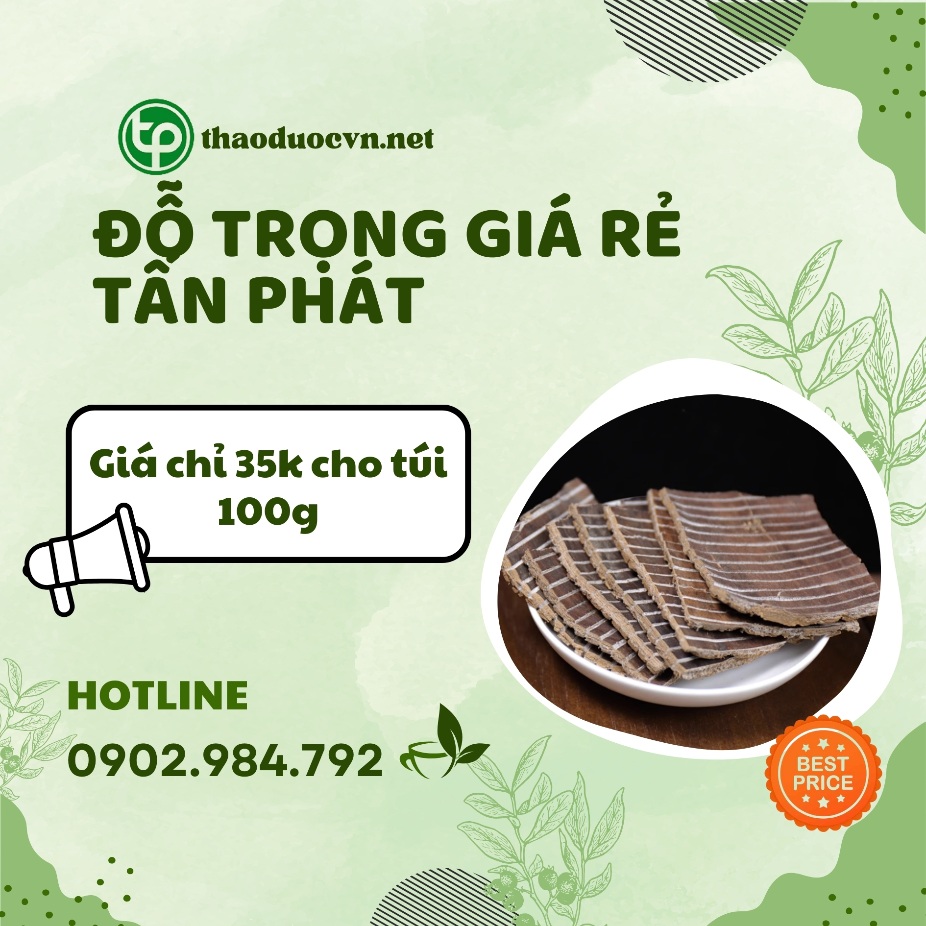 Sản phẩm đỗ trọng giá rẻ Tấn Phát