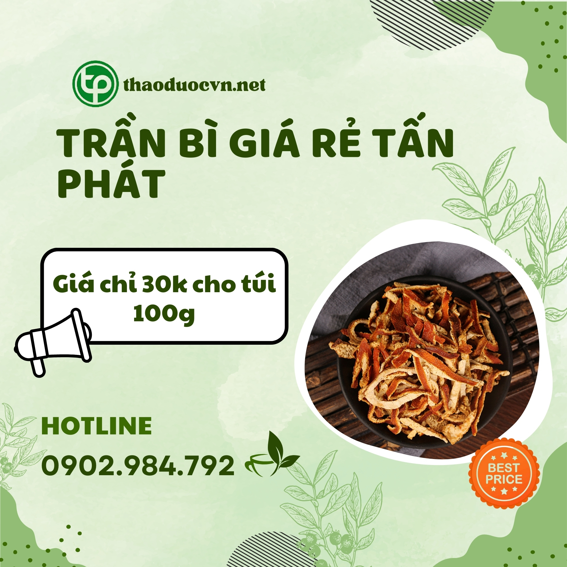 Sản phẩm trần bì giá rẻ Tấn Phát