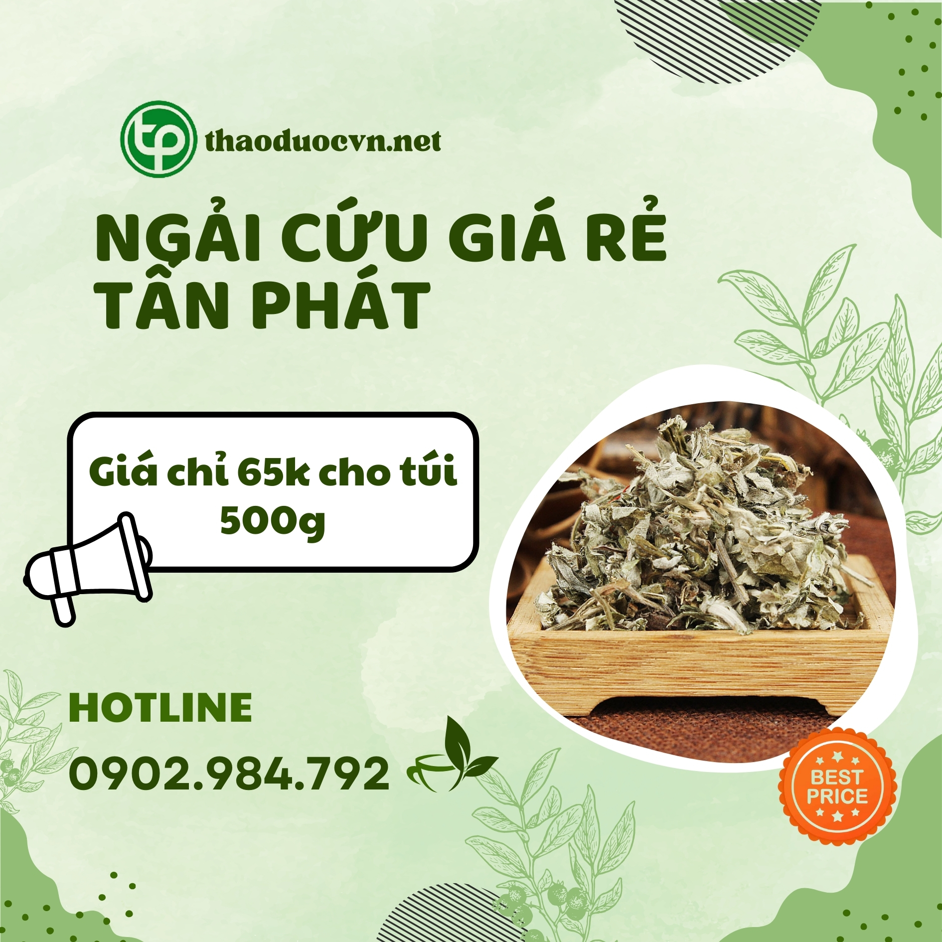 Sản phẩm ngải cứu khô giá rẻ Tấn Phát
