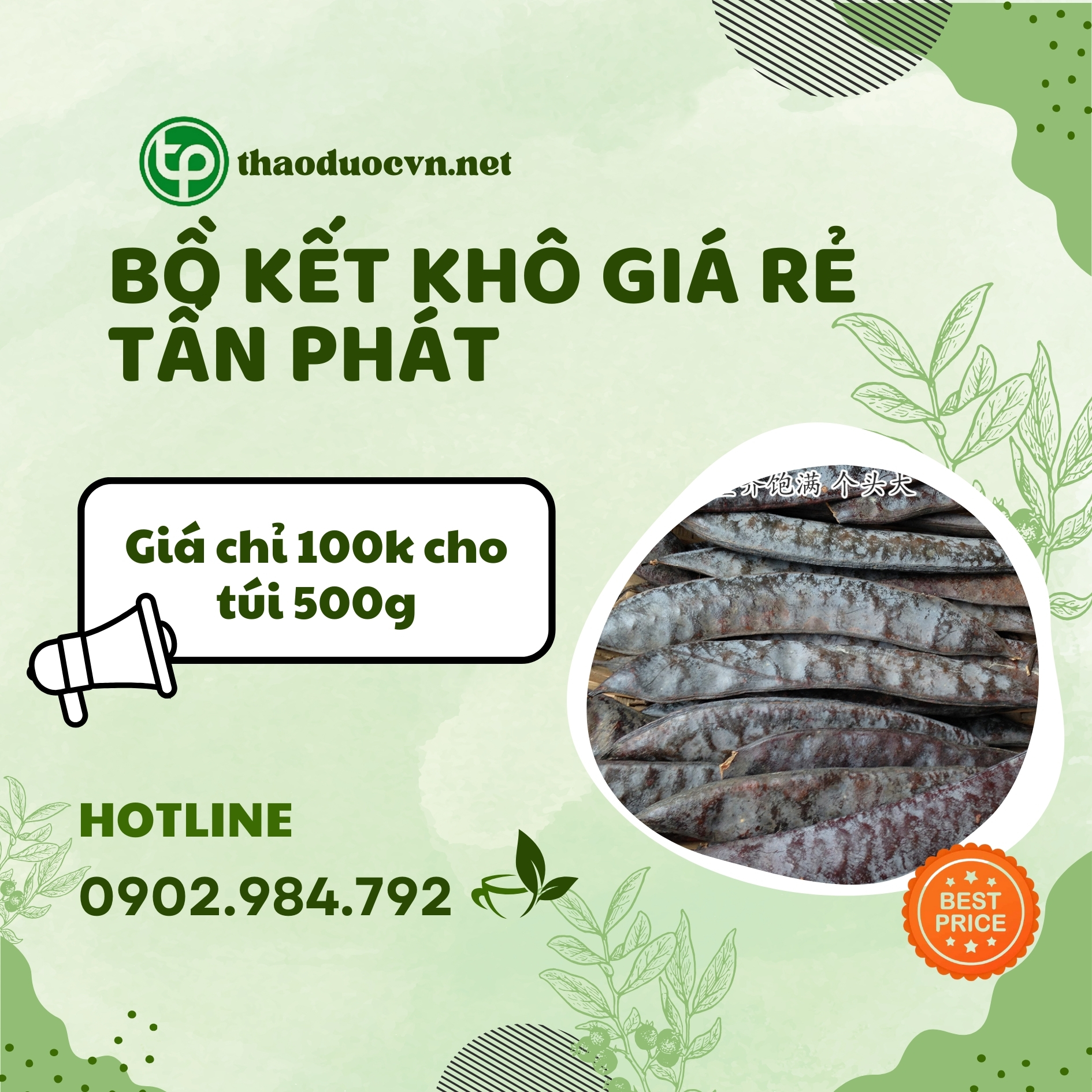 Sản phẩm bồ kết khô giá rẻ Tấn Phát