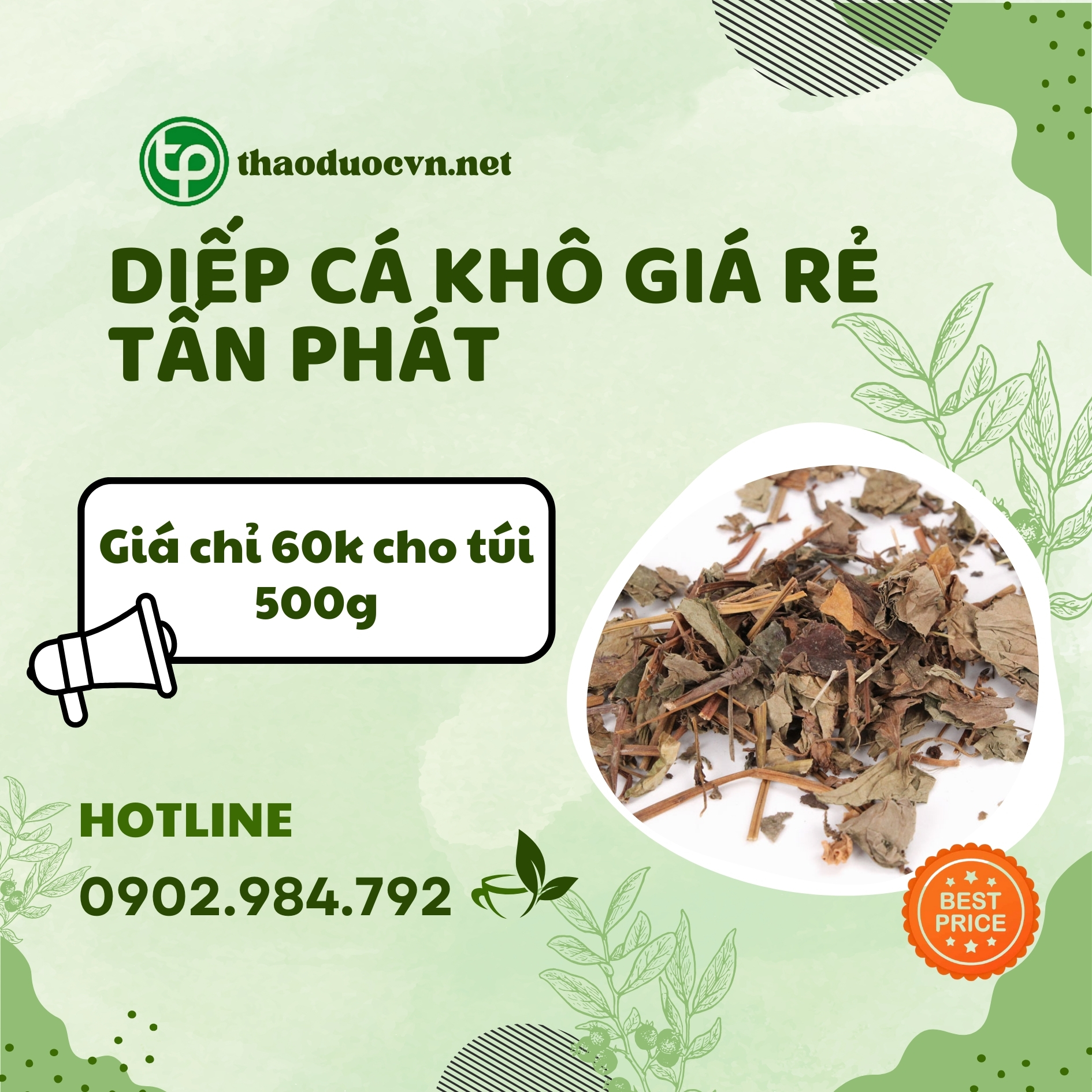 Sản phẩm diếp cá khô giá rẻ tại Tấn Phát