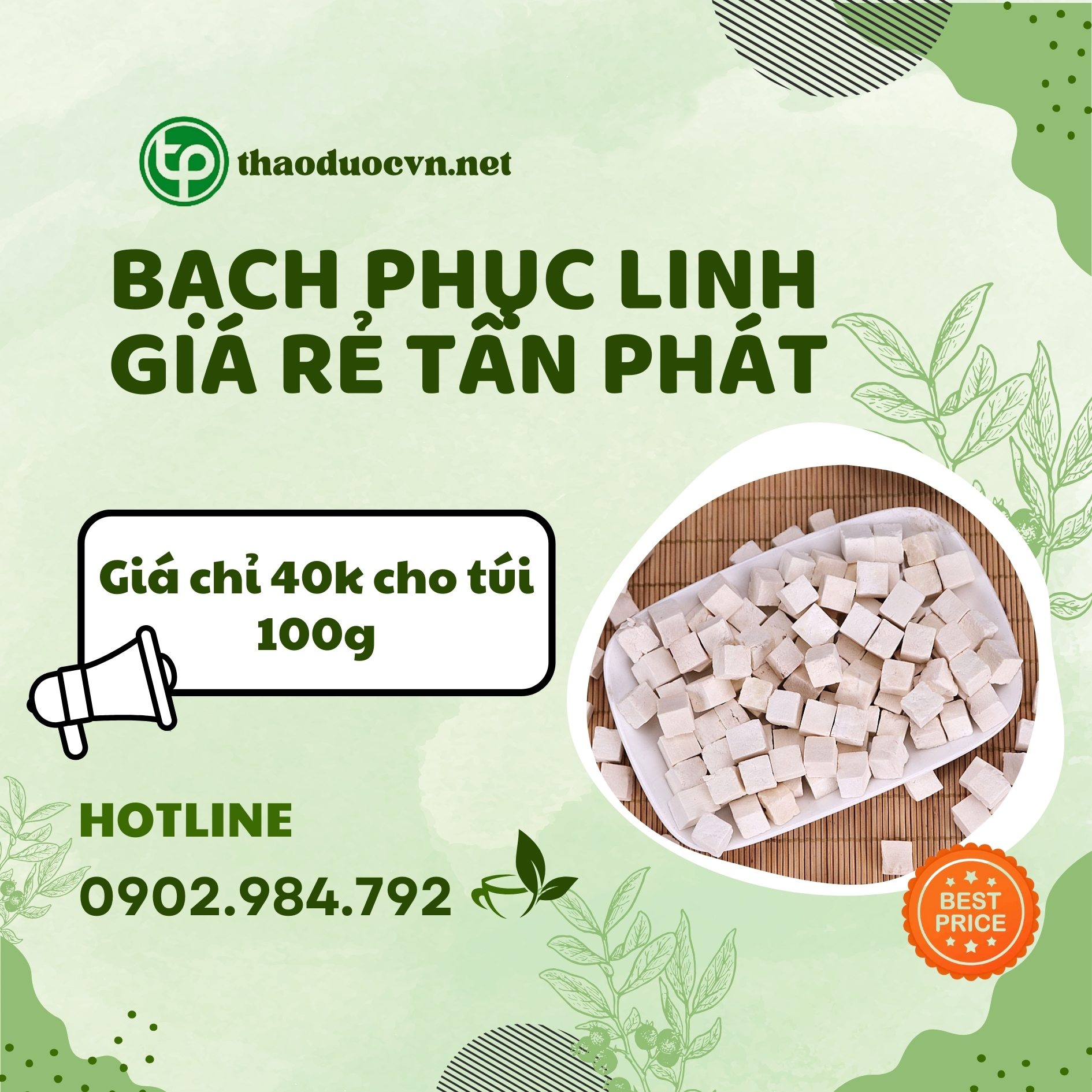 Bạch phục linh giá rẻ tại Tấn Phát