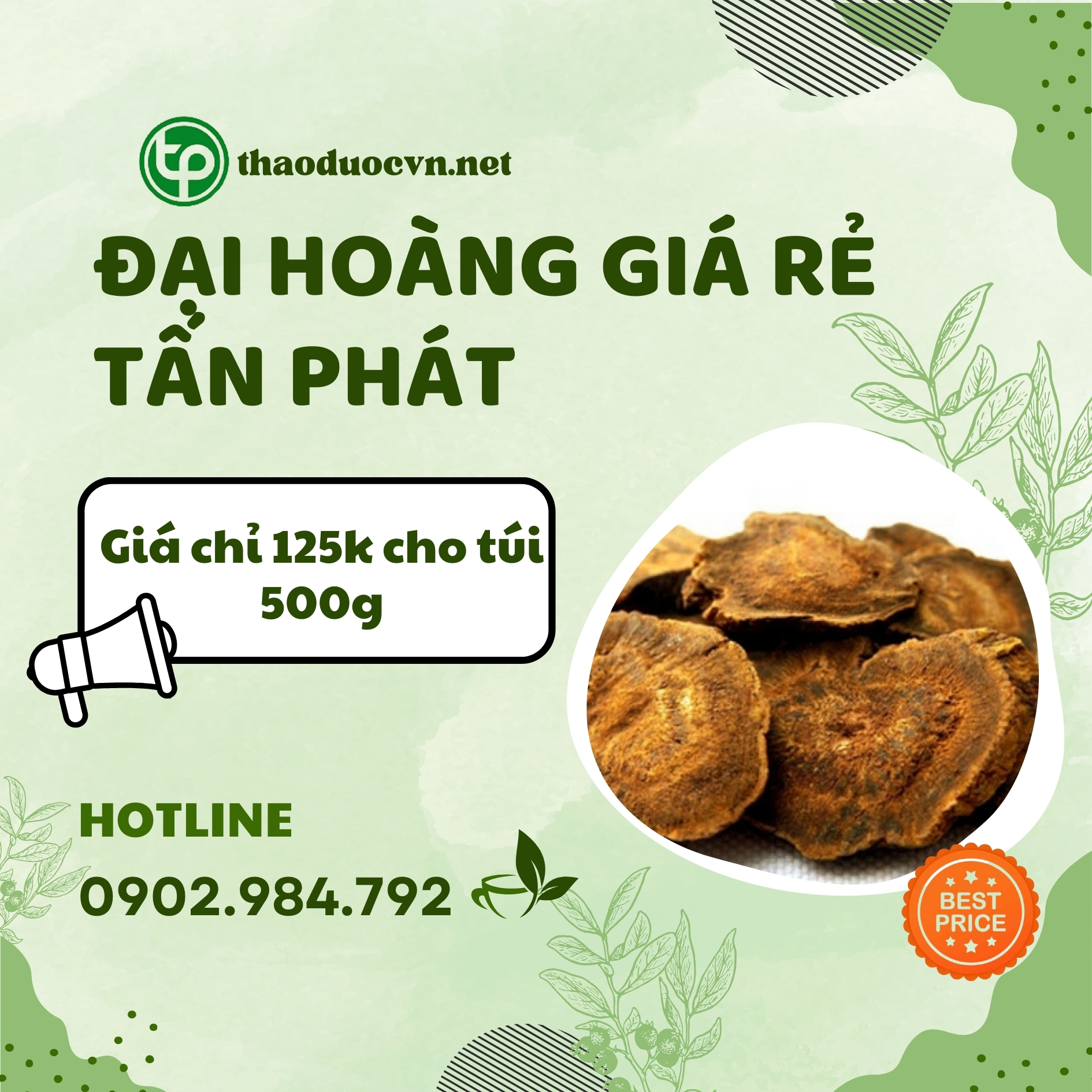 Sản phẩm đại hoàng giá rẻ tại HCM