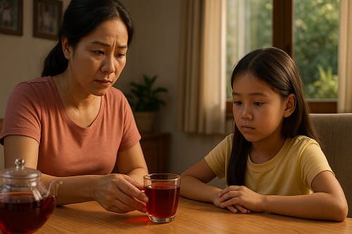 Lưu ý khi dùng trà atiso đỏ cho trẻ em