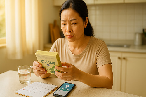Theo dõi phản ứng khi dùng trà túi lọc chè dây