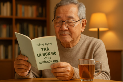 Cách dùng trà túi lọc lá đơn đỏ cho người cao tuổi