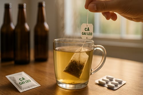 Cách pha trà cà gai leo giải độc rượu bia