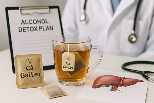 Trà cà gai leo giúp giải độc rượu bia