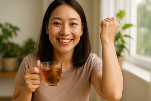 Uống trà túi lọc lá đơn đỏ giúp giảm ngứa