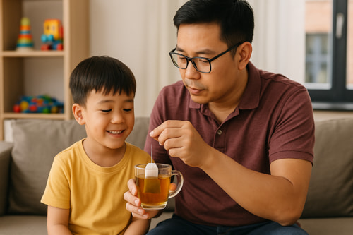 Trẻ em dùng trà túi lọc lá đơn đỏ được không ?