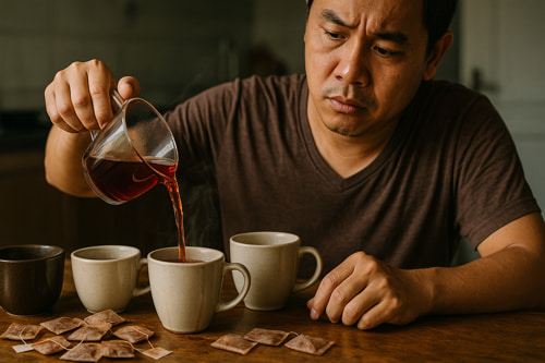 Cách sử trà túi lọc lá đơn đỏ tránh suy thận