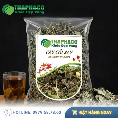 Hình ảnh cây cối xay tươi với lá và hoa vàng đặc trưng
